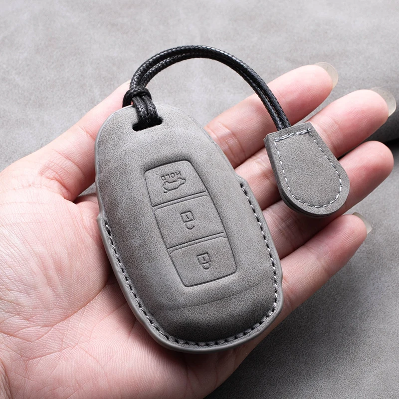 New Fashion Leather Car Key Fob Case Cover For hyundai Tucson Accent I30 I30N IX35 I40 I20N Kona Santa Elantra Creta 2024 Car