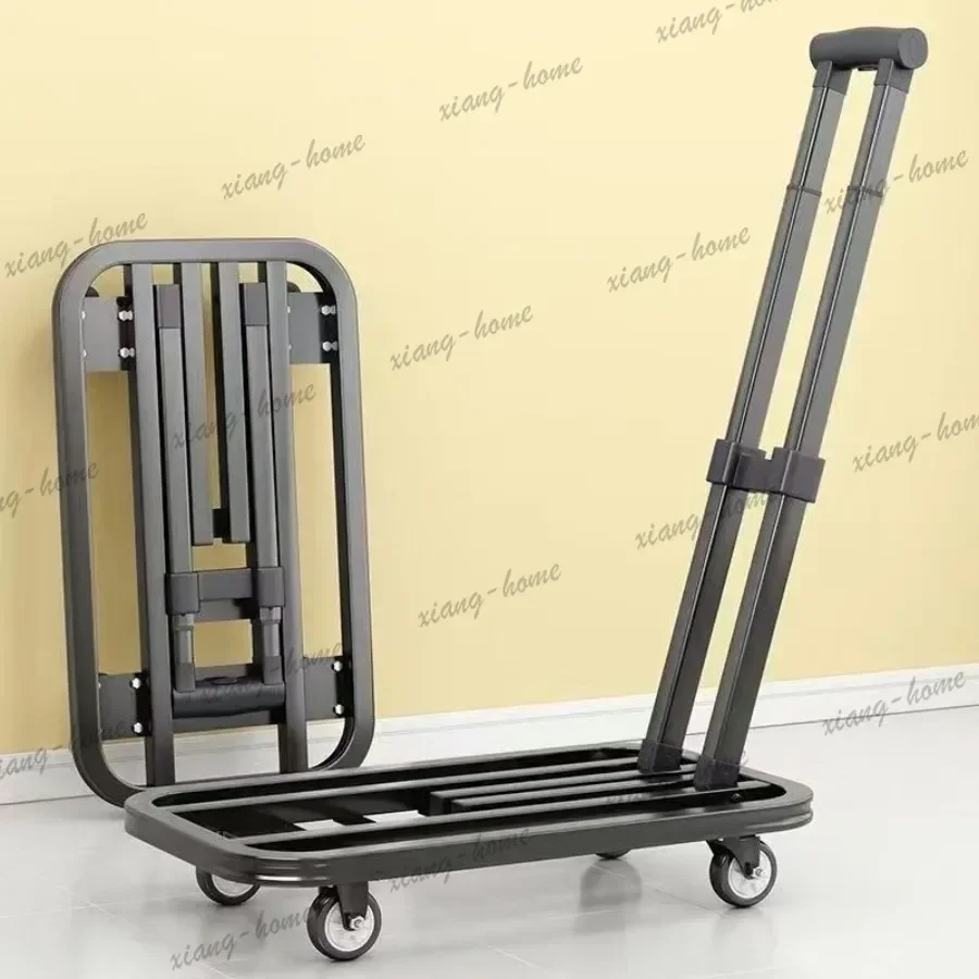 LJY Buying Grocerie Steering Hand Truck Smooth Flatbed Folding Hotel Trolley Foldable Flexible Carrying Furniture Petit Chariot