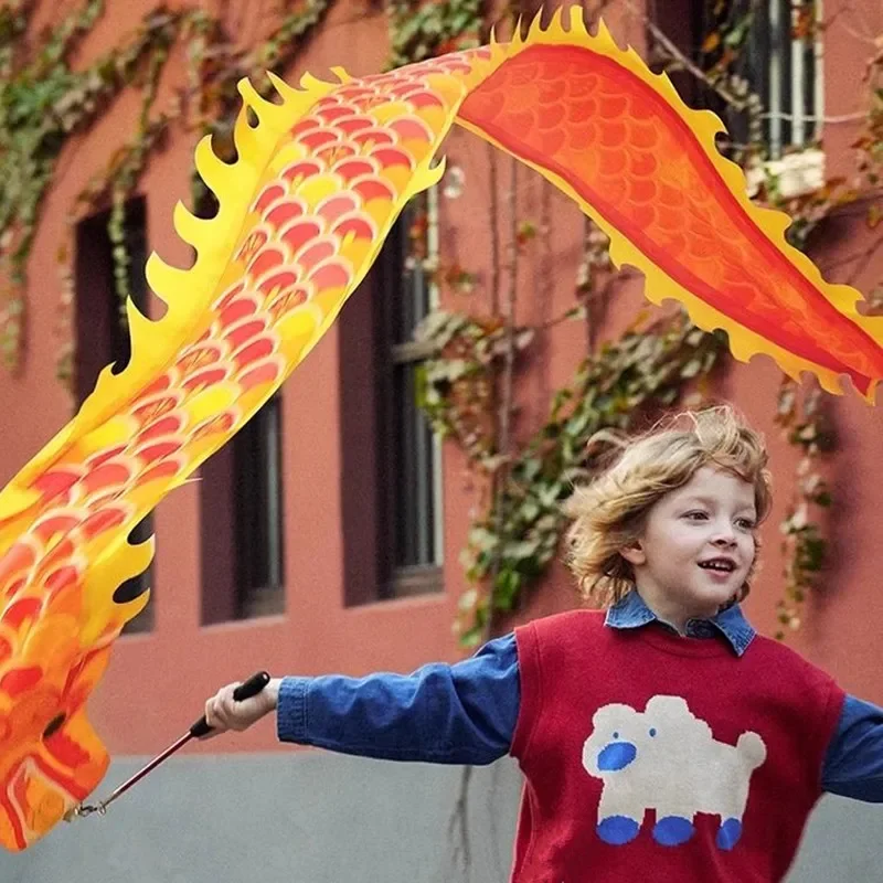 2,5 metri di illuminazione cinese danza del drago nastro asta stile bastone regalo festival per bambini giocattoli fitness all'aperto attività scolastica