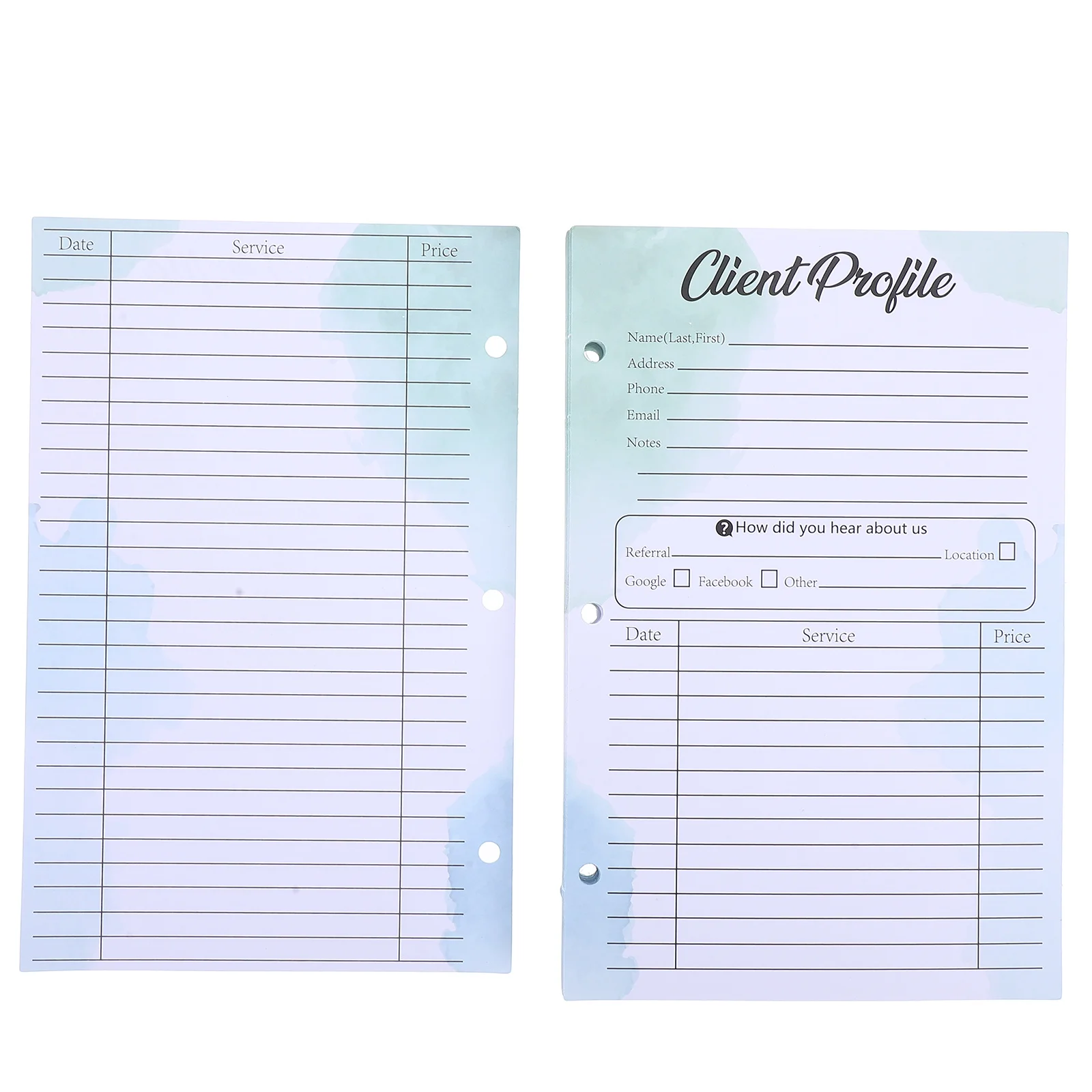 

50pcs Client Profile Cards Hole Design For Binder Client Information Sheets Record Paper For Salons Stylists Barbers Profile