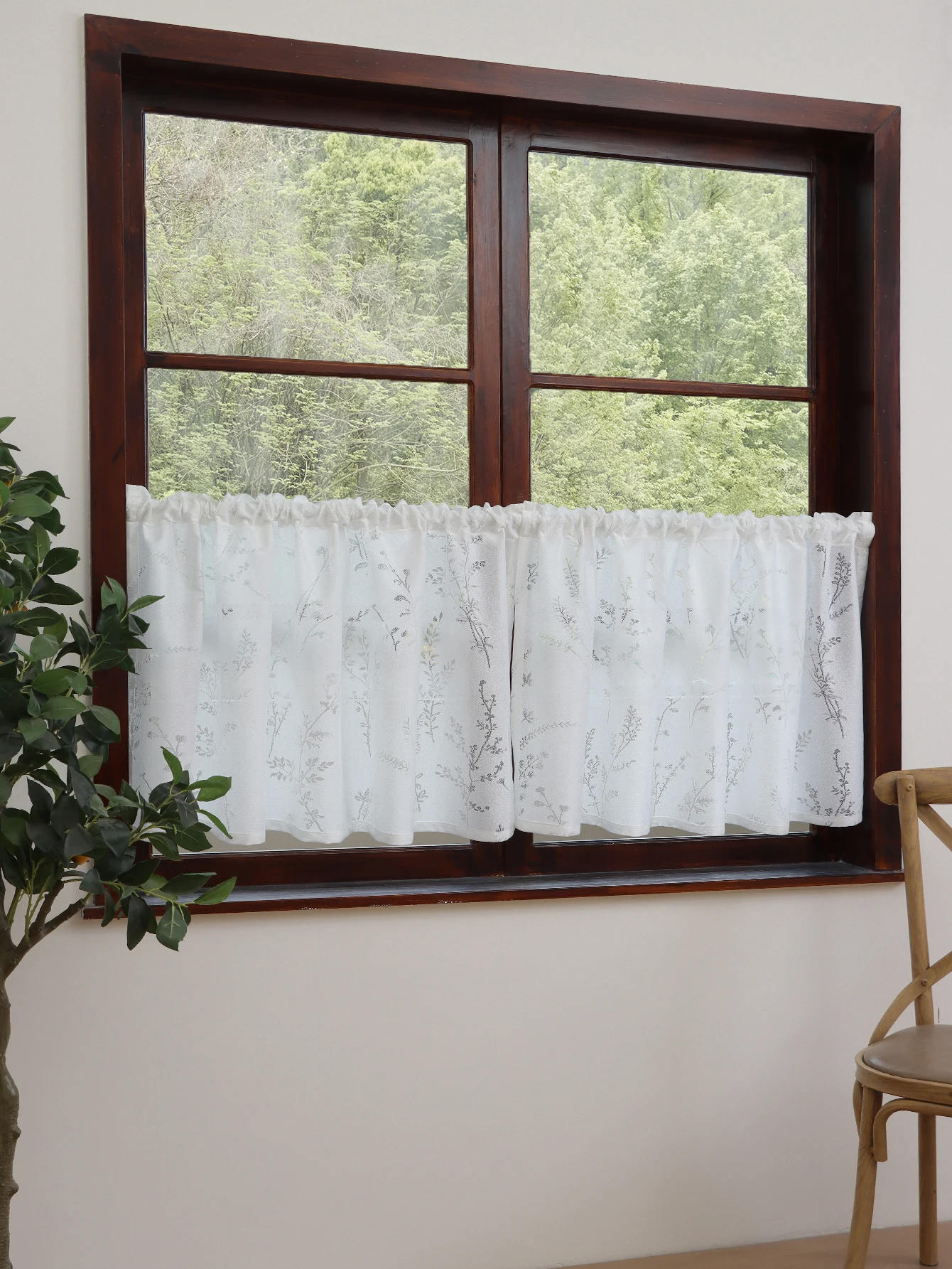 White Lavender Hollow out Window Short Curtain Decorative Kitchen Living Room Mini Blind Cabinet Partition Curtain