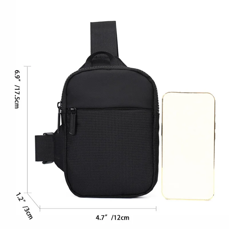 Black Mobile Phone Bag Men Chest Bag Personalized Small Shoulder Bag Casual Small Bag Lightweight and Simple Single Shoulder Bag