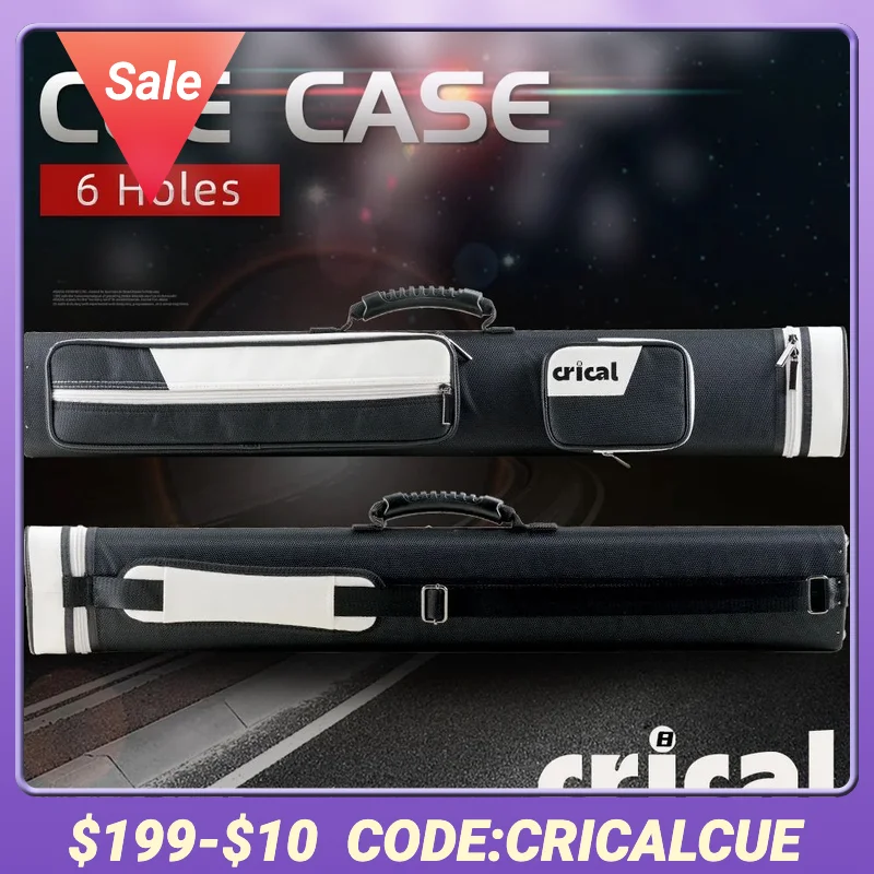 CRICAL Hard Cue Case Bag, Billiard Stick Carrying Case, 6 Holes, 2x4 Pool Case, 86cm Length, Oxford Cloth, Billiard Accessories
