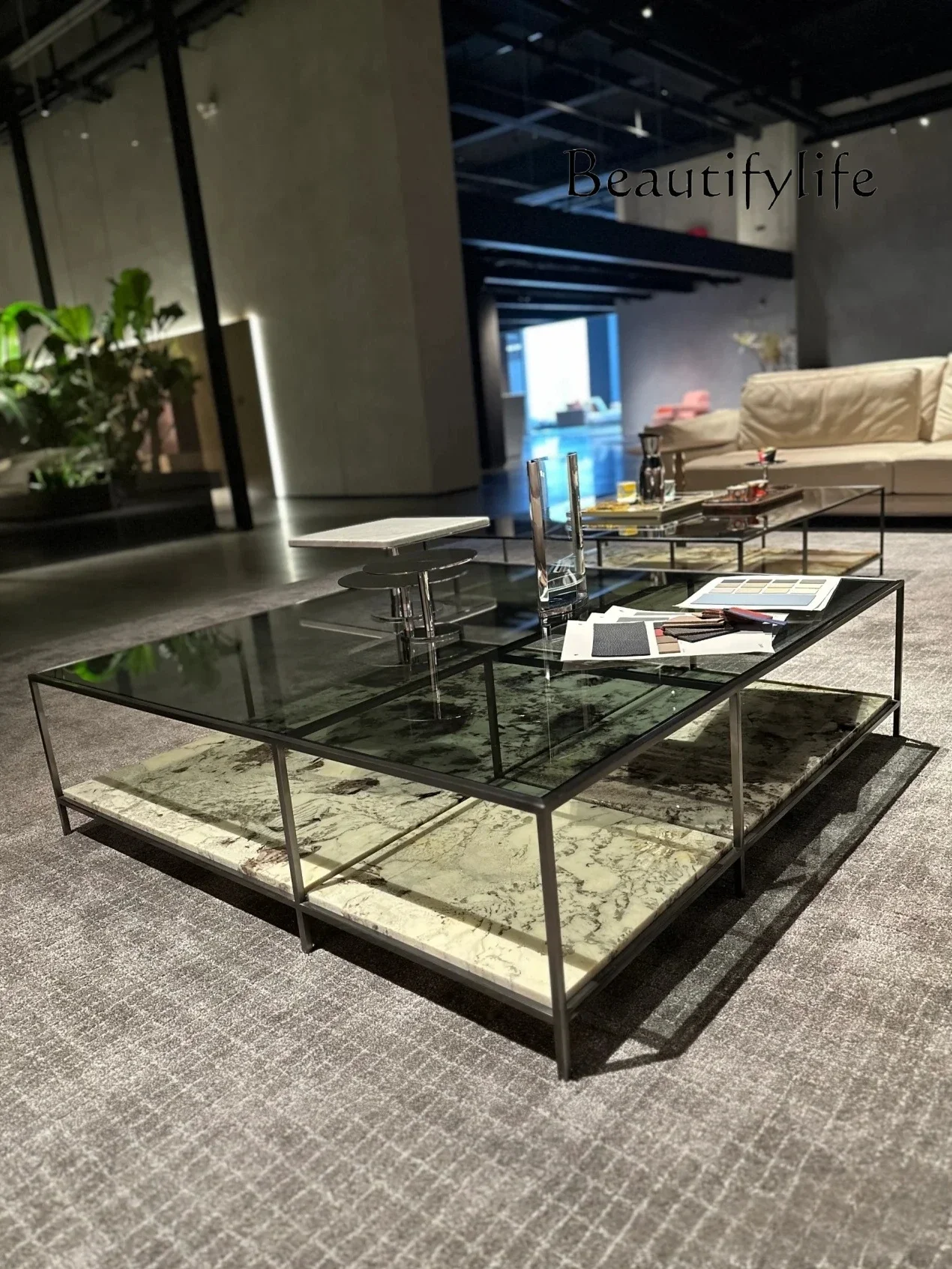 M Italian Marble Small Apartment Coffee Table Simple Modern Design Home High-end Glass Tea Table