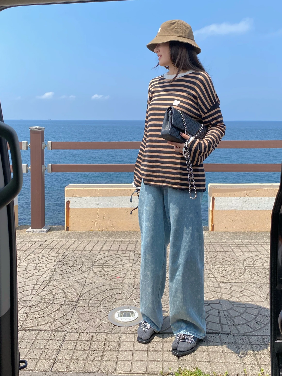 

Джинсы TZCO с высокой талией и широкими штанинами, с принтованным логотипом, удобные, светло-голубые, универсальные, женские, модные, осень 2023