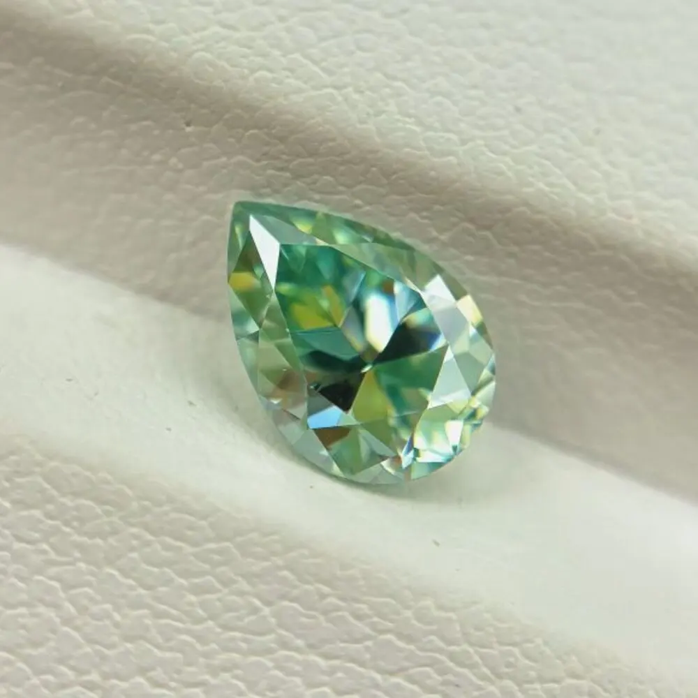 

Wholesale Size 4x6~8x12mm Green Color VVS1 Color Loose Moissanite Pear cut Shape Stone With Certificate