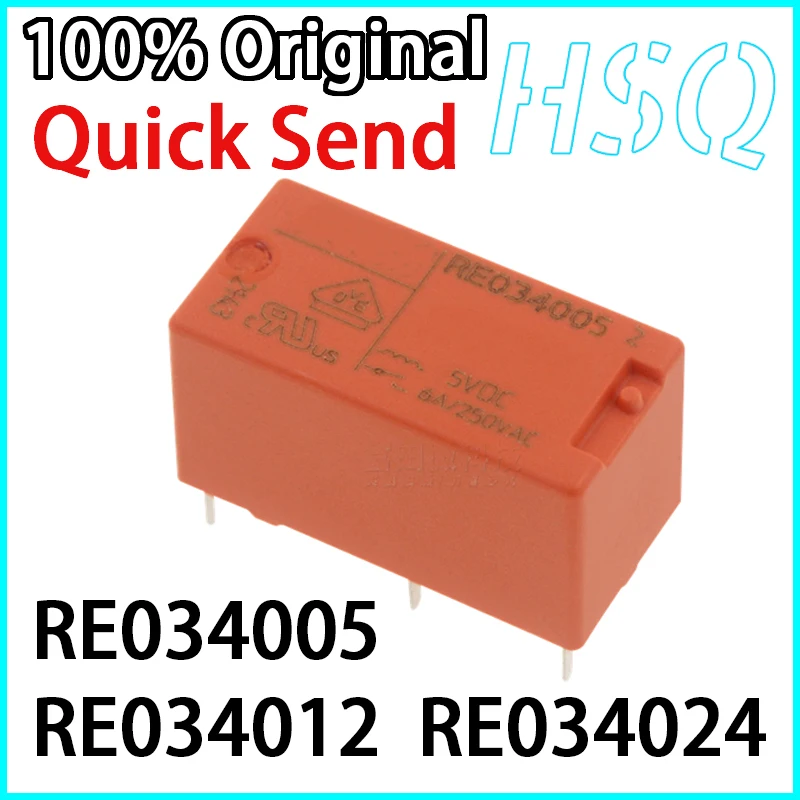 1PCS New RE034005 RE034012 RE034024 5 12 24VDC electromagnetic relay 4-pin 6A relay in Stock