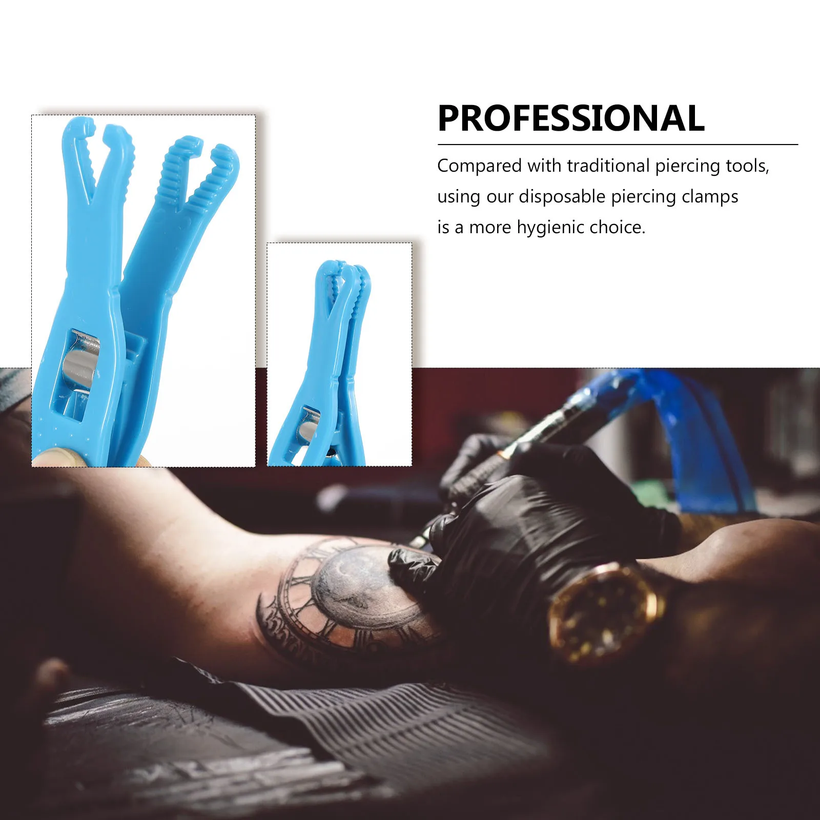 

4pcs Disposable Tools Kit Safe Ear Nose Lip Eyebrow Body Piercing Clamps Triangle Round Mouth Clamp Tattooing Piercing Supplies