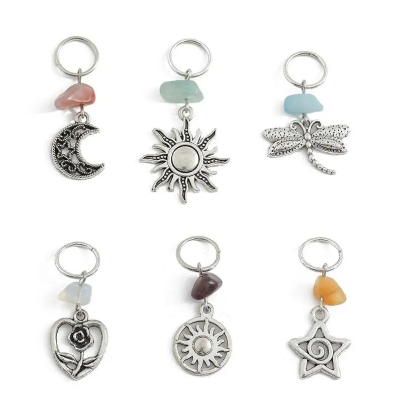 

31BB Dreadlocks Accessories Music Festival Hair Rings Cuffs Clip Hair Braid Clip 6PCS Braid Pendant Dreadlocks Hair Clip
