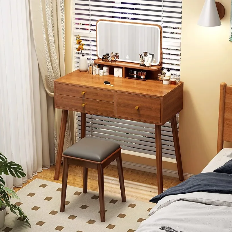 Commodes rétro minimalistes pour chambre à coucher, tables en élasthanne avec miroir, chaise, commode de maquillage, vanité, meubles de chambre