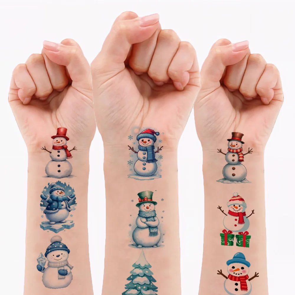 54pcs Temporary Tattoo Snowman Stickers Temporary Tattoo Stickers Christmas Stickers For Women