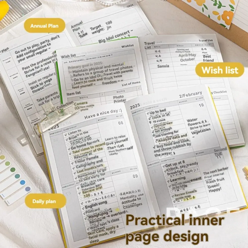 Cuaderno planificador A5 2025, pintura al óleo INS, diario de flores, cuadernos de escritura, organizador de tiempo, Bloc de notas, planificador de trabajo de oficina