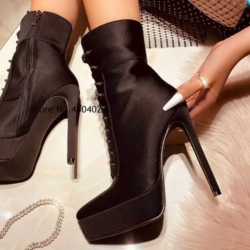 الأزرق الوردي النيون الأصفر المرأة أحذية عالية منصة أشار تو الدانتيل متابعة حذاء من الجلد كعب ستيليتو الجوارب القصيرة فستان الأحذية