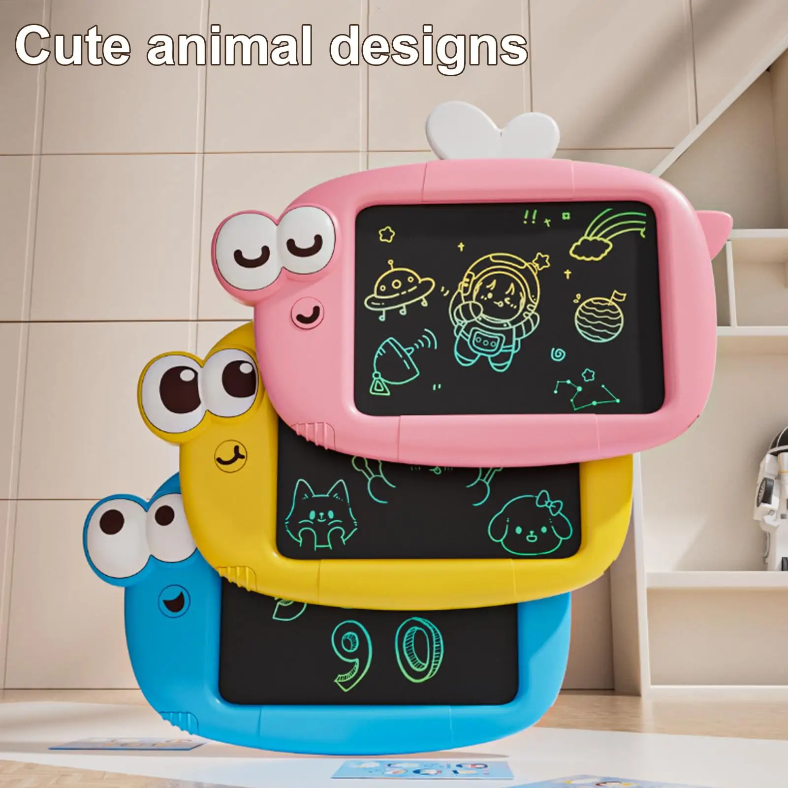 LCD-Schreibtablett für Kinder, buntes Doodle-Brett, löschbarer, wiederverwendbarer Zeichenblock für Reisen, Lernen, Praxis, Lernspielzeug