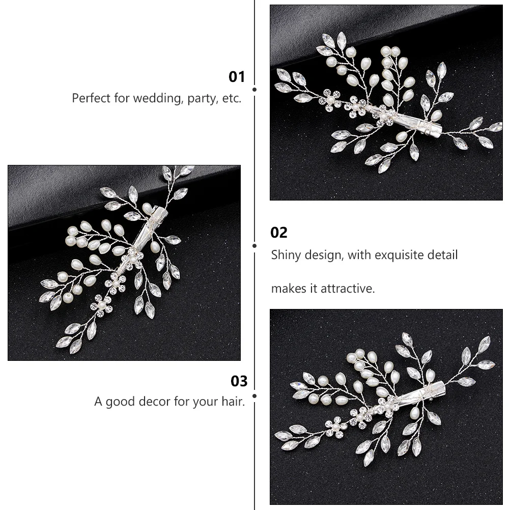 

1pc Pearl Hair Clip Silver Alloy Lightweight Shiny Crystal Style Hairpin For Wedding Party Women Hair Accessory Decor
