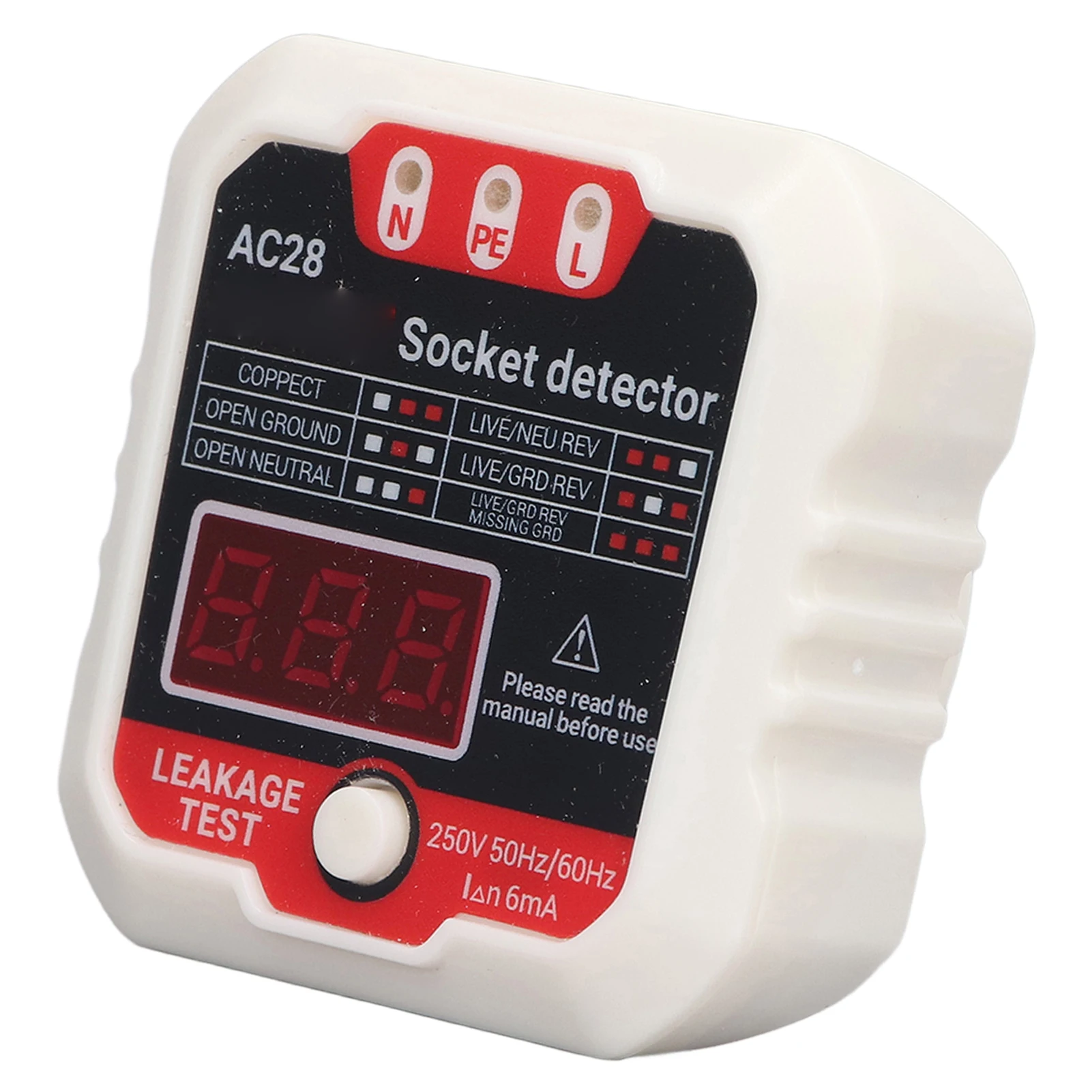 ANENG AC28 Phase Detector Electric Leakage Outlet Tester Ground Wire Polarity Outlet Tester Digital Display Power Socket Tester