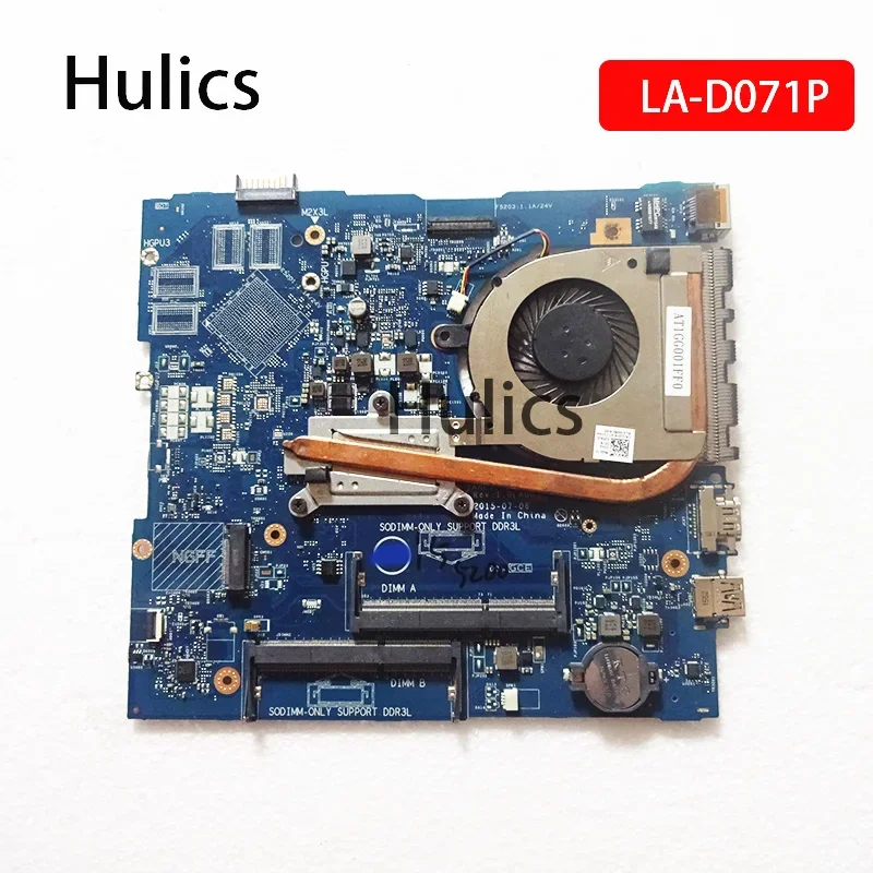 Hulics digunakan untuk Dell Inspiron 5559 Motherboard Laptop LA-D071P Mainboard generasi keenam I5 CPU papan utama dengan Heatsink