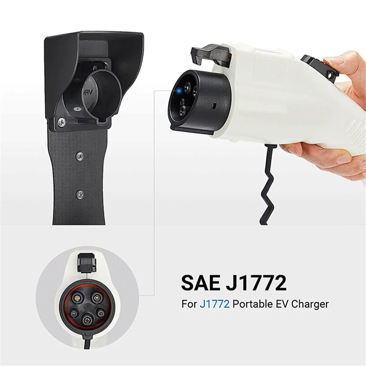 J1772 EV Charger Holder SAE J1772 EV Charger Holder Wall Mount for All J1772 EV Charger Models Charger Control