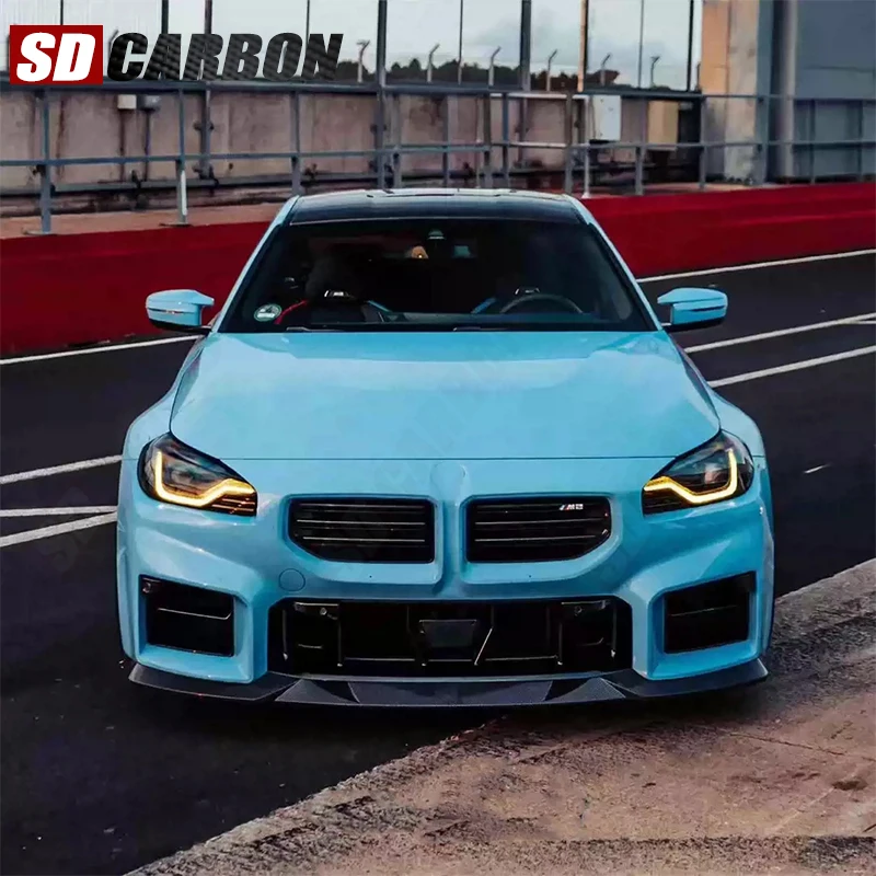 لسيارات BMW M2 G87 2022 + المصد الأمامي للسيارة من ألياف الكربون الجافة كلبشة سبويلر الناشر الجبهة الشفة الذقن تحويلة اكسسوارات السيارات