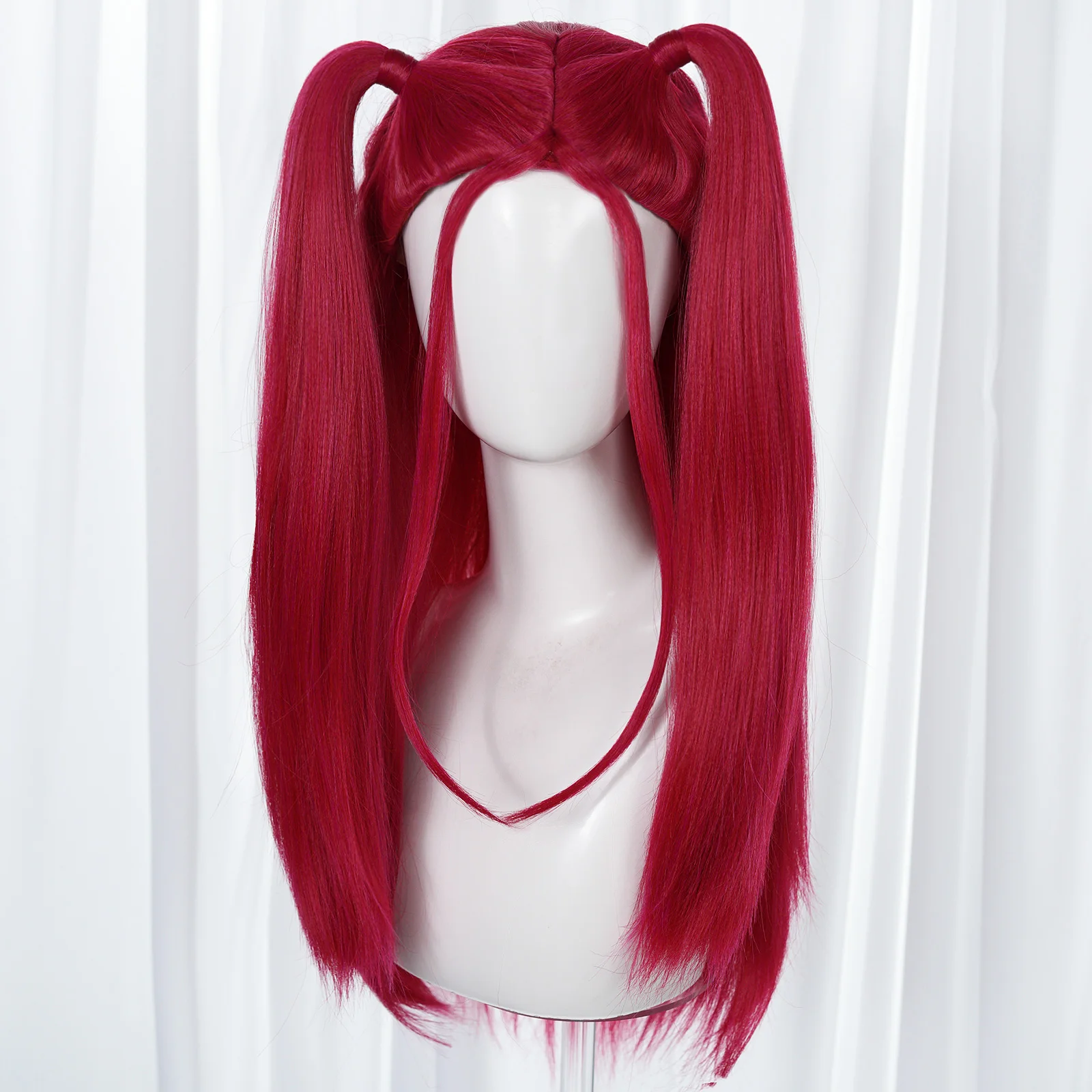 

Красный синтетический длинный парик с двумя хвостиками для женщин, аниме, косплей, костюм на Хэллоуин, вечерние, маленький размер