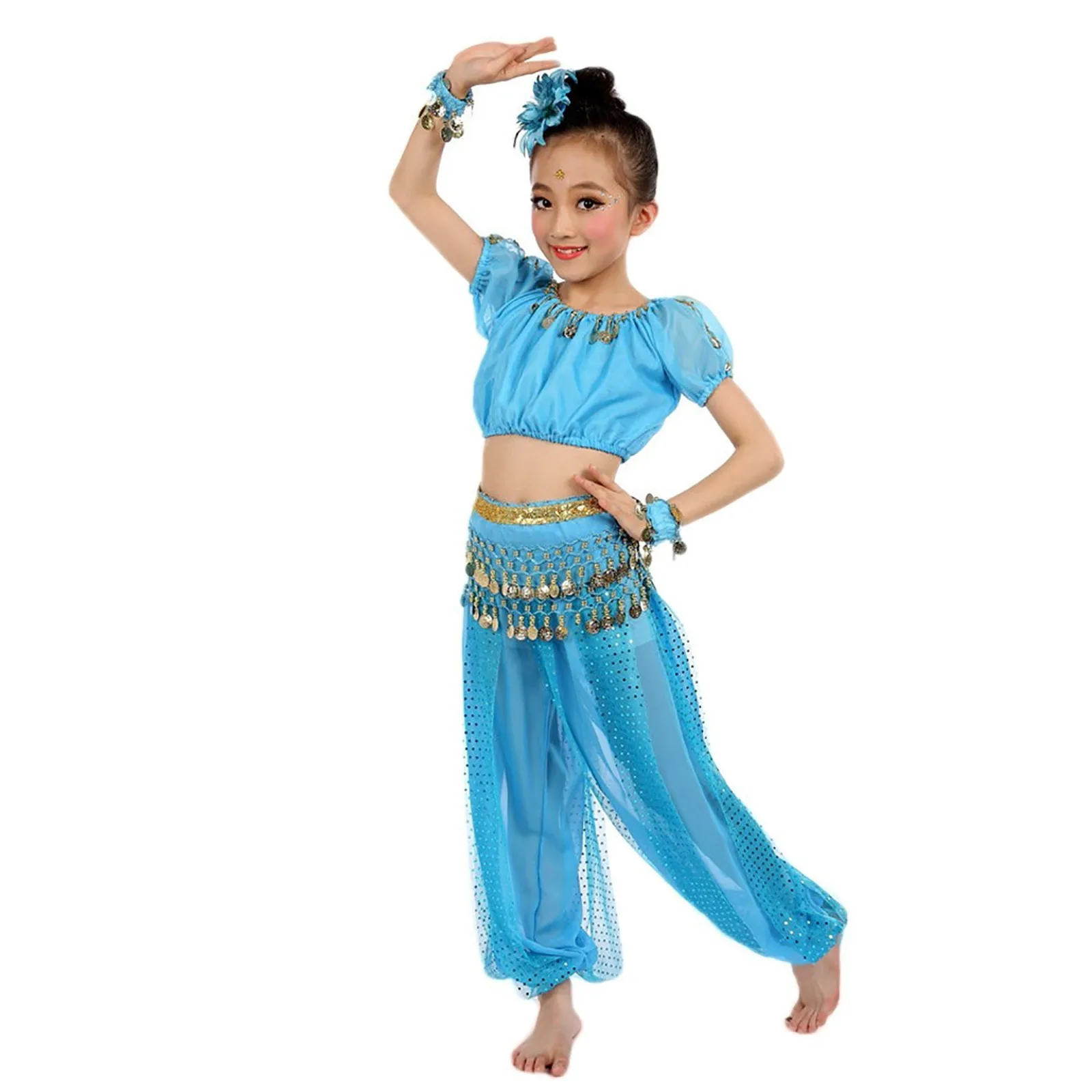 Belly Dancing Costume Sets Egyption Egypt Belly Dance Costume sari indian Clothing Children Indian Bellydance Two Piece Outfits