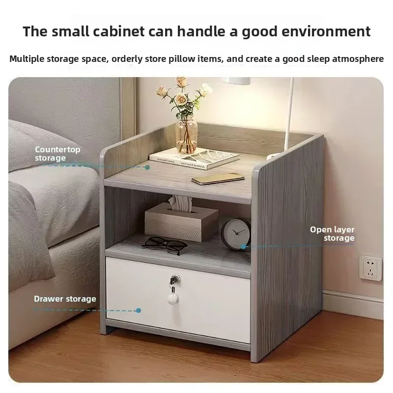 Exquisite Multi-functional Bedside Table Storage Locker Small Shelf
