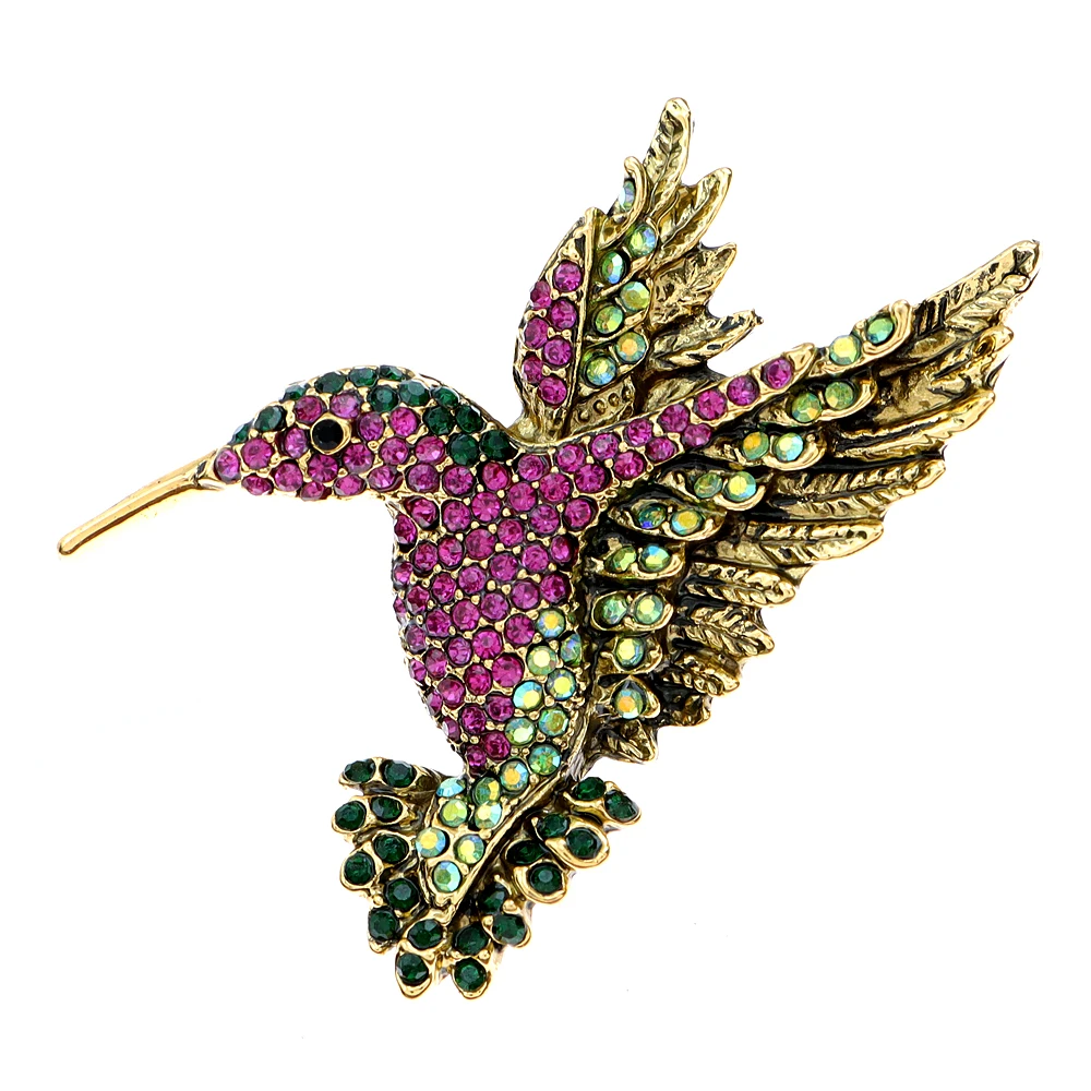 CINDY XIANG Colorful Rhinestone Hummingbird Brooches for Women Animal Pin Korea Fashion Accessories Winter Coat Party Jewelry