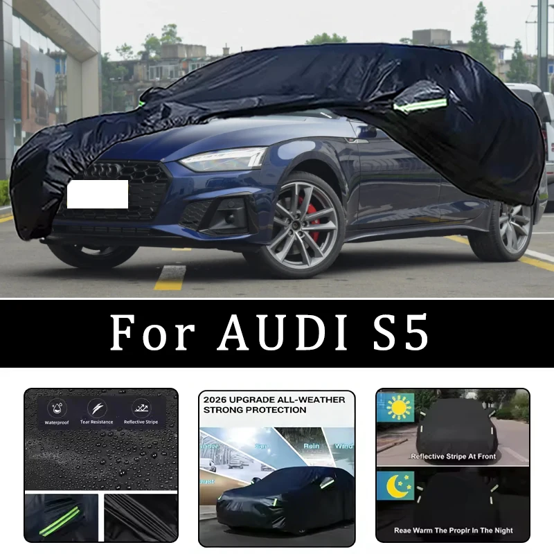

For AUDI S5 Car Covers Outdoor Waterproof Dustproof Sun Rain Snow Protection Thick Oxford Cloth Full Car Accessories