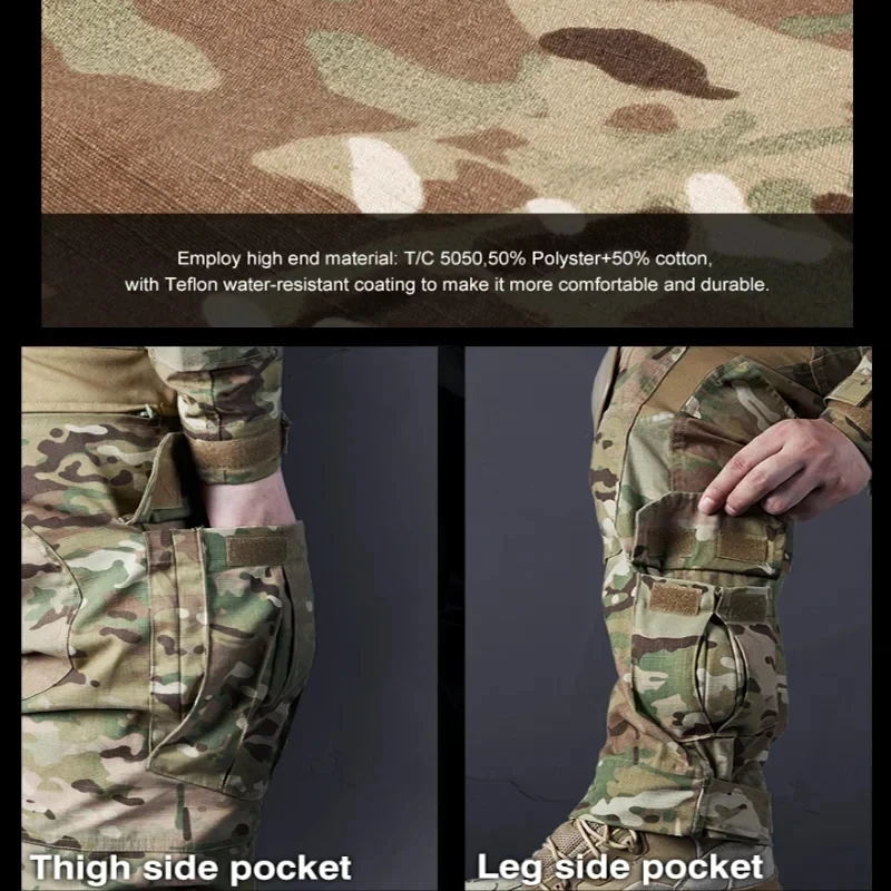 AUKU G3 Taktische Hose Camo Jagdhose Multicam Herren Duty Cargohose Training Schießhose Herrenbekleidung Wasserabweisend – Detail 18