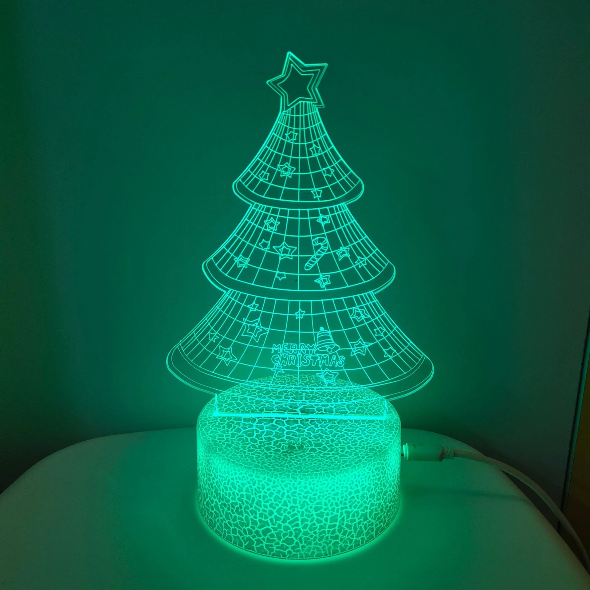 Árbol de Navidad colorido creativo, luz de mesita de noche 3D, enchufe de dormitorio, cama eléctrica, luz nocturna Simple