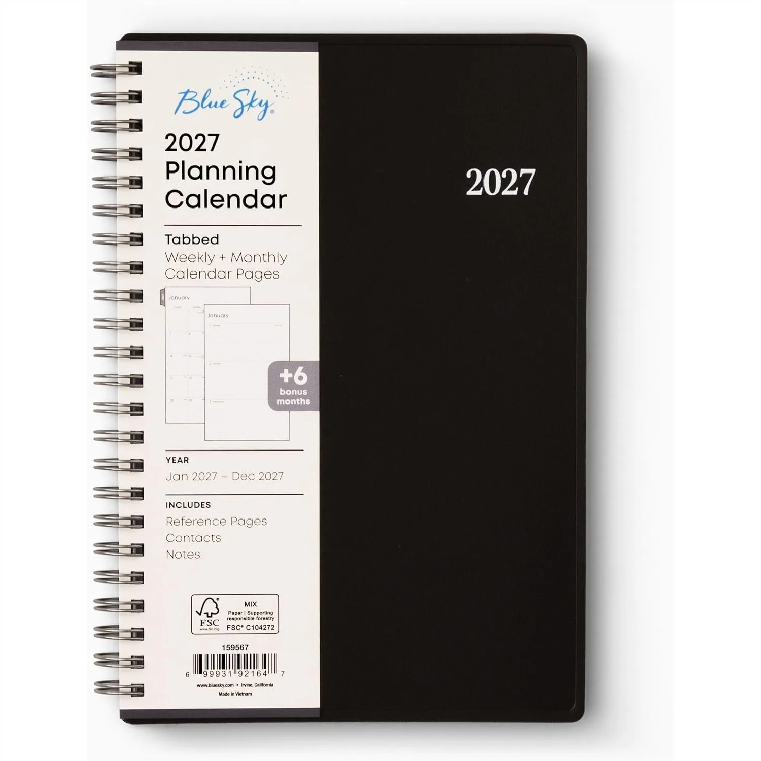 

2027 Weekly and Monthly Planner, 5"x8", Wirebound with Laminated Tabs, Flexible Cover