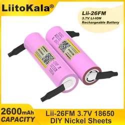 LiitoKala 3.7V 2600mAh 18650 Battery ICR18650 26FM Lithium Lon Battery Replacement External Battery