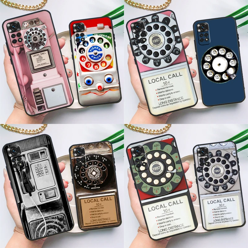 Retro Telephone Rotary Dial Case For Xiaomi Redmi Note 10 11 Pro 8 9 12 Pro 11S 10S 9S Redmi 9 10 12C 9C 10C Back Cover