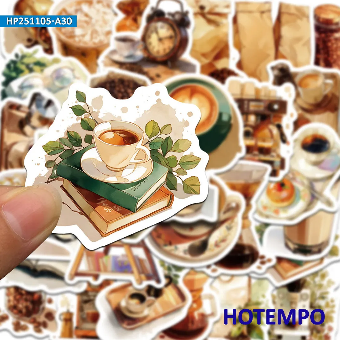 10/30Pieces, Coffee Time Stickers, Retro Fashion, Cute Hand-painted Graffiti, for Phone Scrapbook Laptop DIY, Funny Sticker Pack