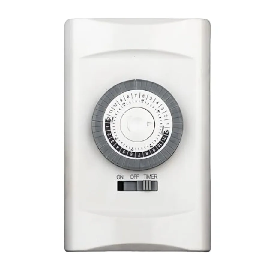 

24-Hour in-Wall Mechanical Timer Light Switch, 15A 30-Minute Intervals Wall Timer Switches, Light Timers for Lamps Indoor, Neut
