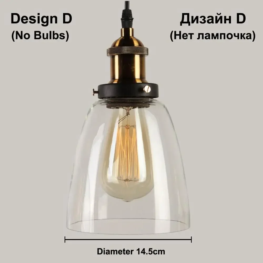 Clear Grijs Amber Kleur Vintage Hanger Eetkamer Glas Opknoping Lamp Rusland Loft Armatuur Moderne Slaapkamer Verlichtingsarmaturen