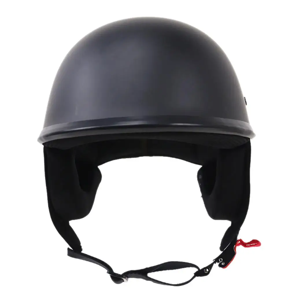 

Matte Black Motorcycle Open Face Half Helmet DOT with Nylon Chin Strap