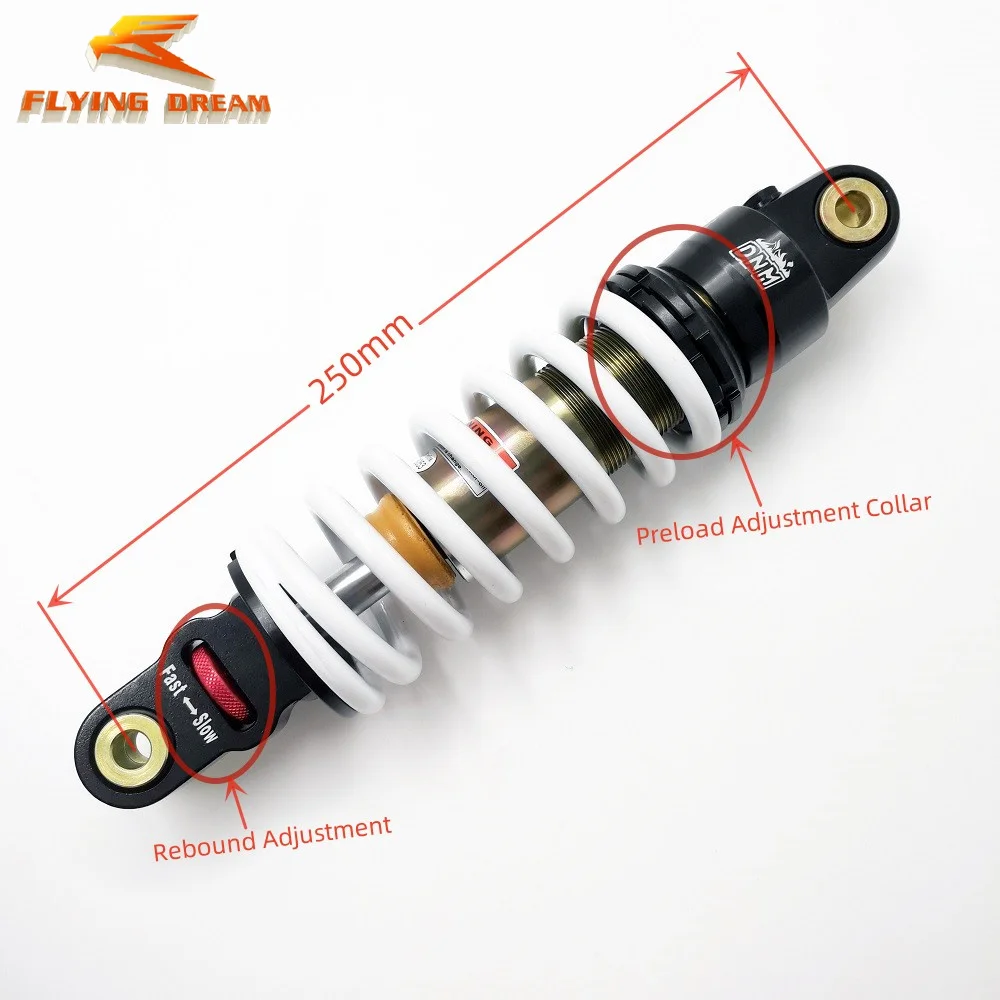 DNM MK-AR Spring Bike Shock Absorber Hydraulic with Damping Adjust Rear Shock absorber 250mm 220lbs for Children Pit Dirt Bike