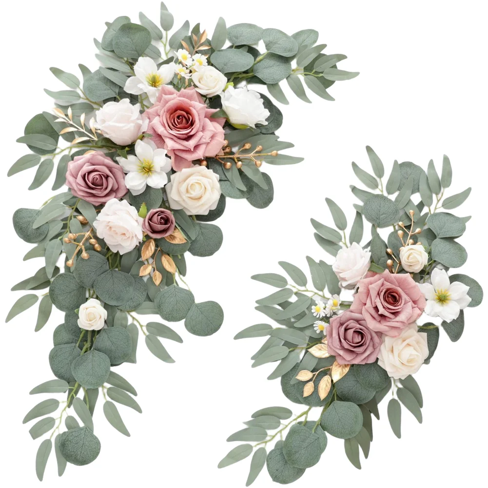 

Faux Flower Swag for Wedding Reception Entrance For Ceremony Party Artificial Floral Decoration 60x40cm Set of Two