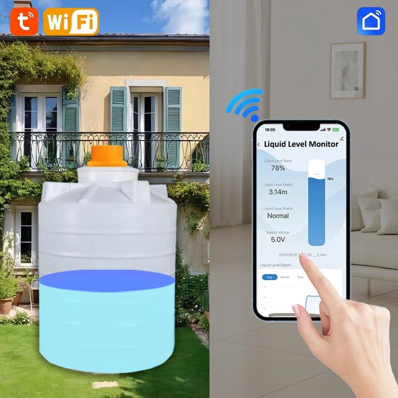 ME201W Smartlife Tuya App Ultrasound Check Water Usage Meter Wifi Remote Digital Water Controller Water Tank Sensor