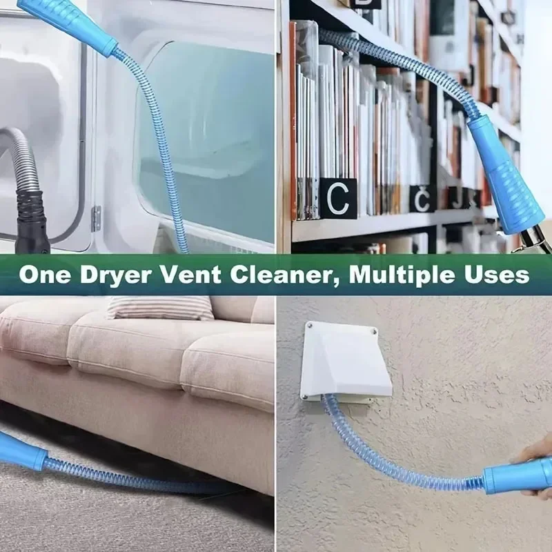 Kit de limpeza de ventilação para secador, acessório de vácuo, removedor de fiapos dobrável com fio guia, mangueira de limpeza de tela de fiapos