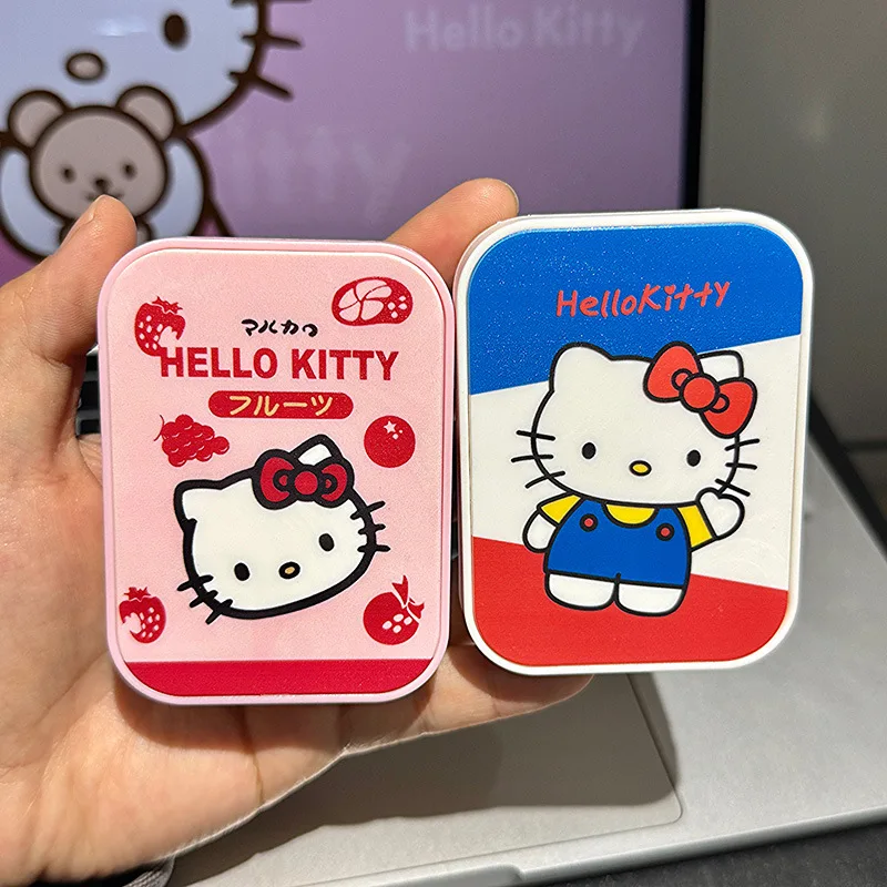

Kawaii Hello Kitty Cartoon Creative Beauty Pupil Box Cute Two Pack Contact Lens Care Box Large Capacity Storage Accessories