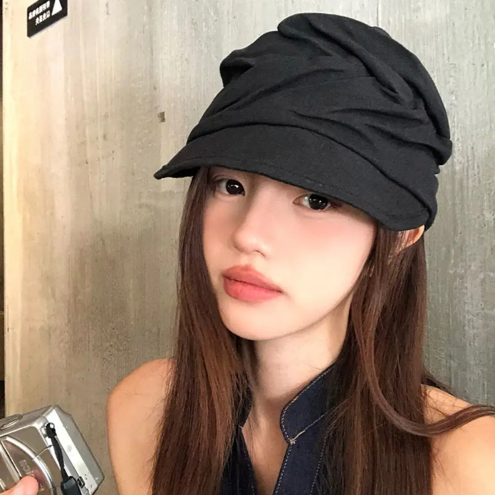 

Vintage Japanese Linen Berets Pleated Classic Newsboy Hats Casual Soft Peaked Caps Girls