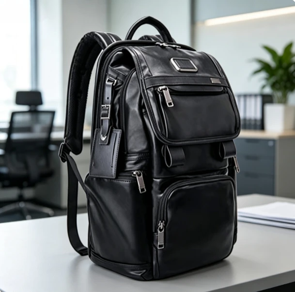 Men Full Leather Backpack Fashion Laptop Bag Business Casual Travel Rucksack for Business Trip Commute