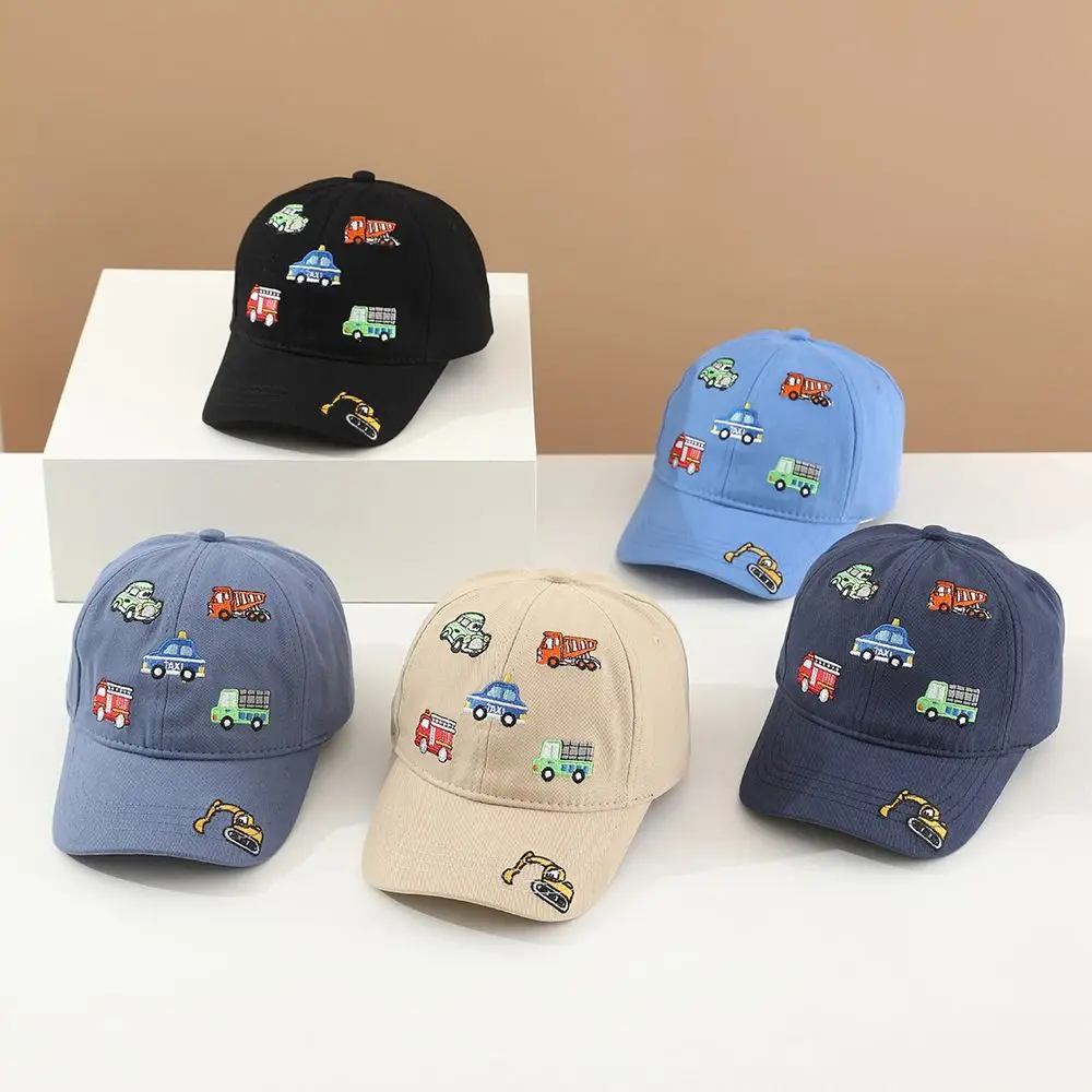 Gorra de béisbol bordada con diseño de coche pequeño y bonito, gorra con visera para bebé, gorra de camionero para niños, primavera y otoño