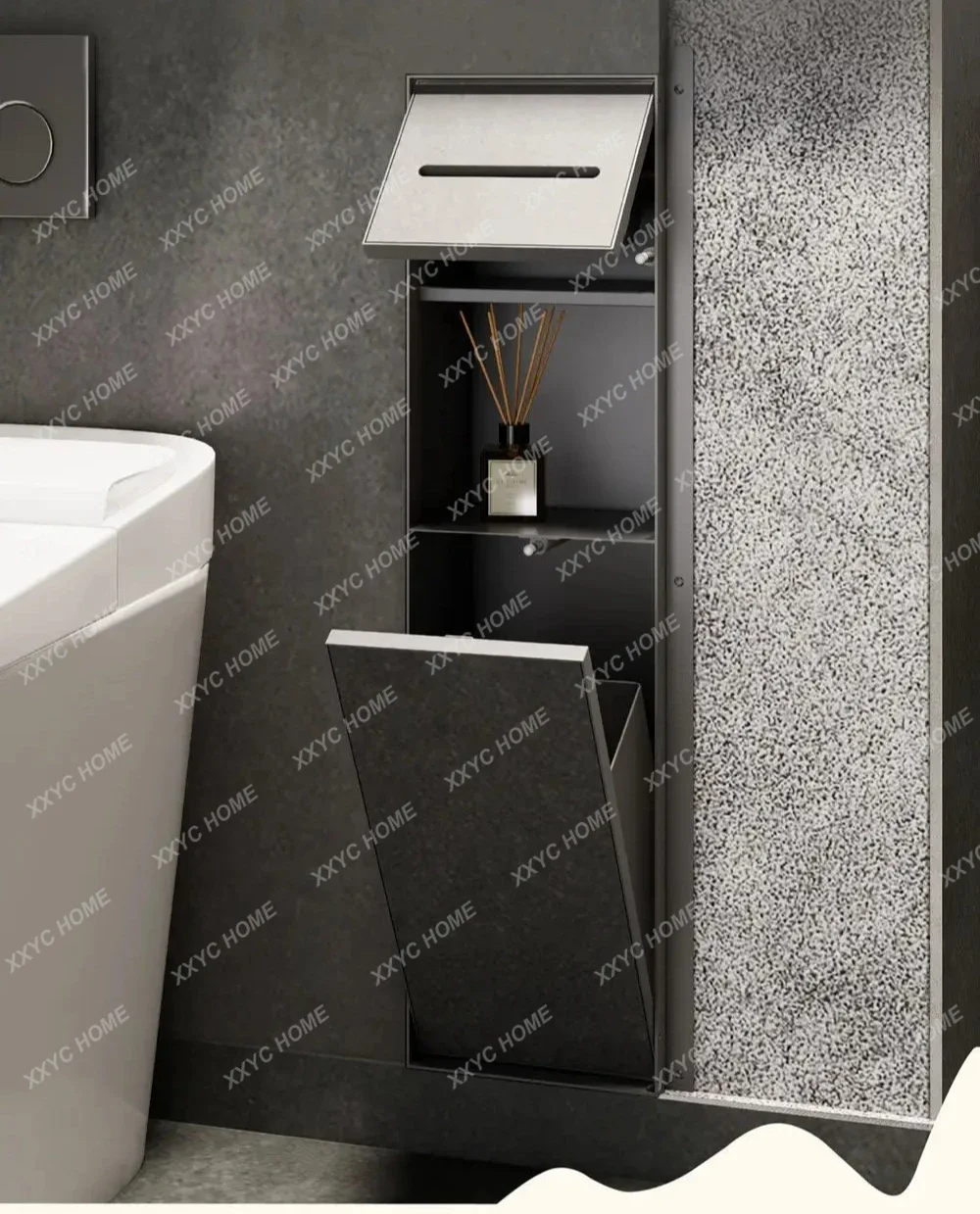 GG Bathroom embedded stainless steel niche hidden into the wall combined tissue box