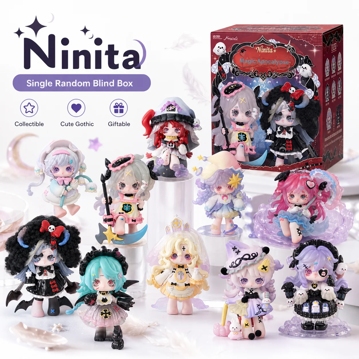 Ninita Blind Box Trendige Sammlerfigur „Hexen-Erleuchtung“ – Niedliche Desktop-Dekoration, Heimdeko, Kreatives Kunstspielzeug, Geschenk für Frauen