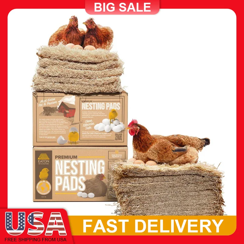 

10Pack Premium Laying Hen Nesting Pads 13x13 Sustainably Harvested Aspen Excelsior Egg Breakage Prevention Moisture Absorbent