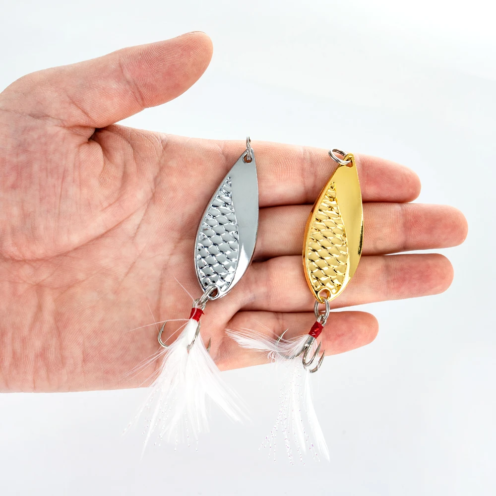 2Pcs Spoons Lure Gold/Silver Metal Swimbait 2.5-20g Casting Lure 2.6-5.3cm Artificial Hard Bait Sinking for Trout Bass - view 2
