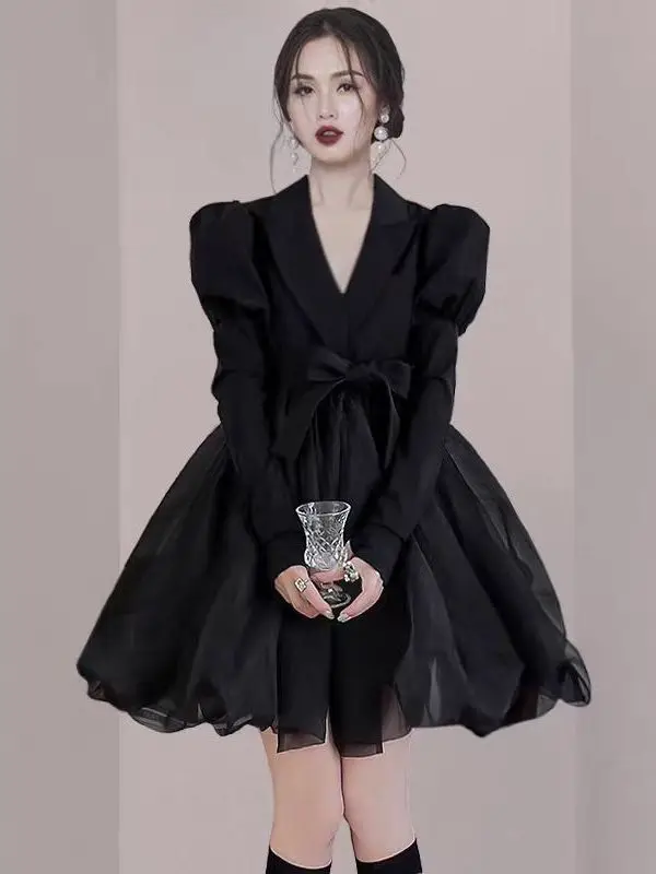 

Ele ort Bla Evening Dr with Long Sves for Birthday Par Anniversary Performance And Daily Wear Faionable Sli...